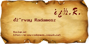 Árvay Radamesz névjegykártya
